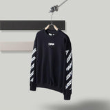 Off White Jacket Men'S And Women'S Ow Warning Line Arrow Pullover Sweater Sweatshirts Owt