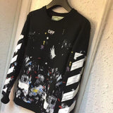 Off White Hoodie With Arrow Print Autumn And Winter Casual Men'S Women'S Pullover Pullover Sweater Owt