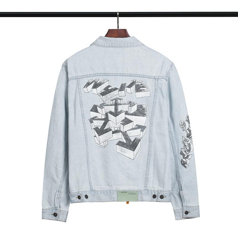 Off White Jacket Ow Letter Printed Arrow Washed Do The Old Cowboy Coat Owt