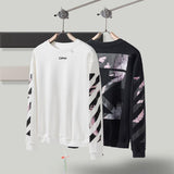 Off White Sweatshirt Autumn And Winter Printing Reflective Round Neck Pullover Long Sleeve Sweater Owt