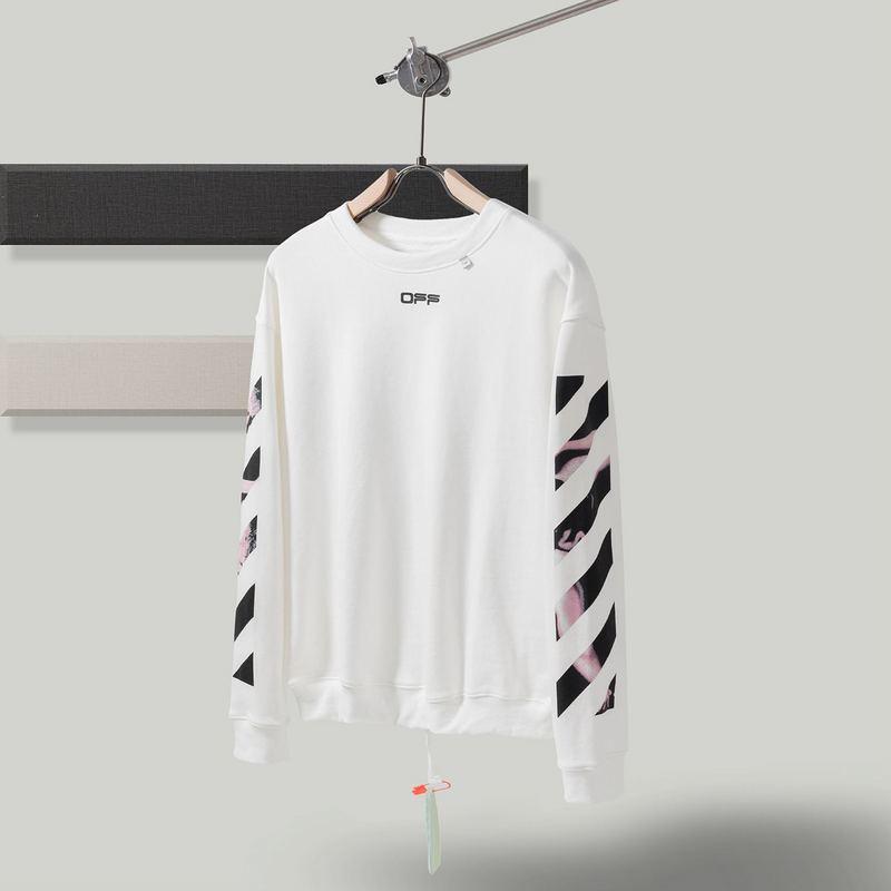 Off White Sweatshirt Autumn And Winter Printing Reflective Round Neck Pullover Long Sleeve Sweater Owt