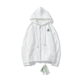 Off White Hoodie With Arrow Print Arrow Zipper Sweater Coat Owt