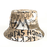 Bucket Hat Fishing Cap Cotton Print Fisherman Hat Letter Graffiti Sun-Proof Basin Hat Female