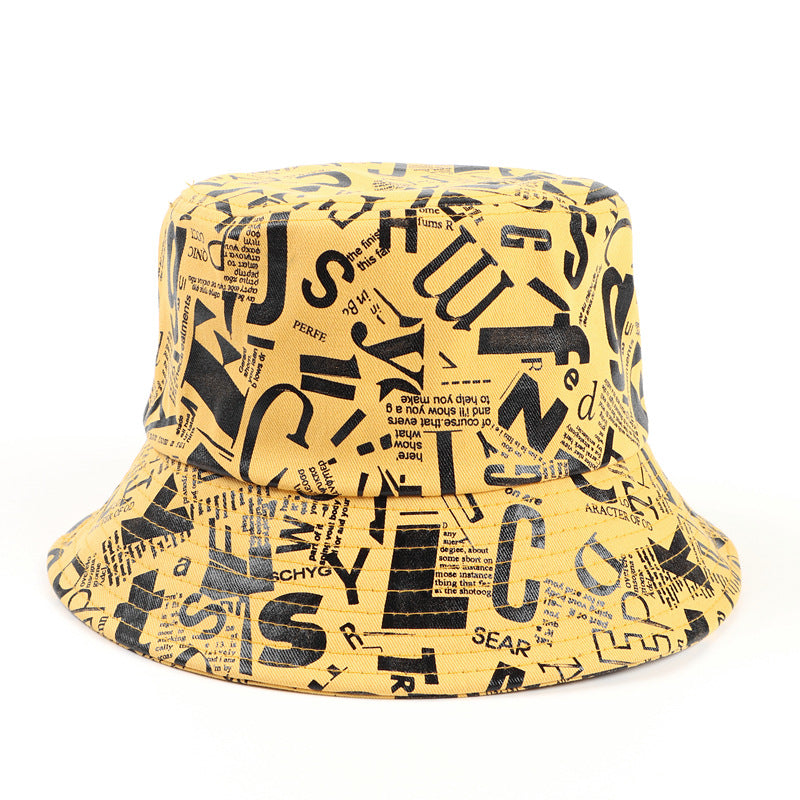 Bucket Hat Fishing Cap Cotton Print Fisherman Hat Bucket Hat Female Printing Sunshade Bucket Hat