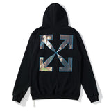 Off White Hoodie With Arrow Print Autumn And Winter Printing Sweater Ow Men'S Women'S Hoodie Thin Large Size Casual Owt
