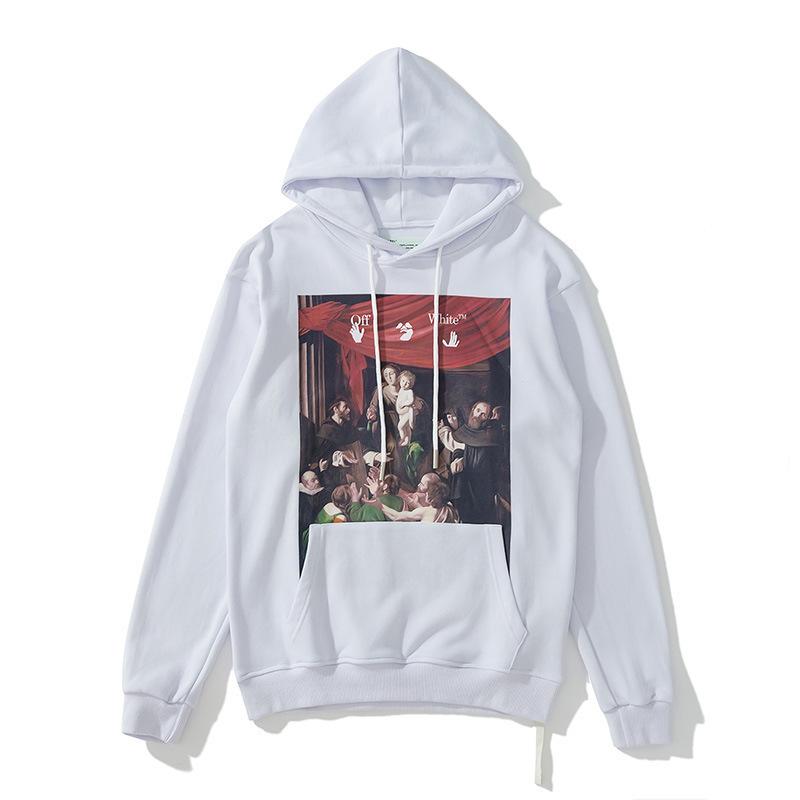 Off White Hoodie With Arrow Print Autumn And Winter Printing Sweater Ow Men'S Women'S Hoodie Thin Large Size Casual Owt