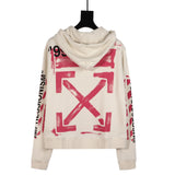 Off White Hoodie With Arrow Print Ow Graffiti Arrow Zipper Hooded Jacket For Men And Women Owt