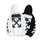 Off White Hoodie With Arrow Print Ow Hooded Sweater Men'S Hip Hop Loose Hoodie Sweater Plus Size Casual Men'S Clothing Owt