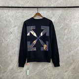 Off White Printed Pullover Sweatshirt Men'S And Women'S Plus Size Retro Sports Owt