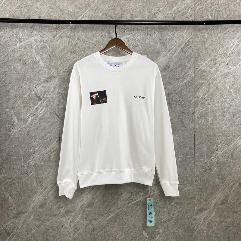 Off White Printed Pullover Sweatshirt Men'S And Women'S Plus Size Retro Sports Owt