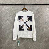 Off White Printed Pullover Sweatshirt Men'S And Women'S Plus Size Retro Sports Owt