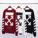 Off White Sweatshirt Autumn And Winter Ow Arrow Print Men'S And Women'S Pullover Sweater Round Neck Long Sleeve Loose Casual Wear Owt