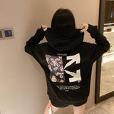 Off White Hoodie With Arrow Print Printed Hooded Male And Female Large Size Casual Sweatshirt Owt