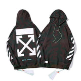 Off White Hoodie With Arrow Print Arrow Print Men And Women Sleeve Cap Casual And Comfortable Owt