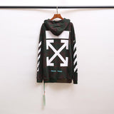 Off White Hoodie With Arrow Print Arrow Print Men And Women Sleeve Cap Casual And Comfortable Owt