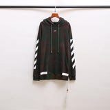 Off White Hoodie With Arrow Print Arrow Print Men And Women Sleeve Cap Casual And Comfortable Owt