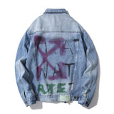 Off White Jacket Graffiti Denim Jacket Coat Casual Top Owt