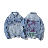 Off White Jacket Graffiti Denim Jacket Coat Casual Top Owt