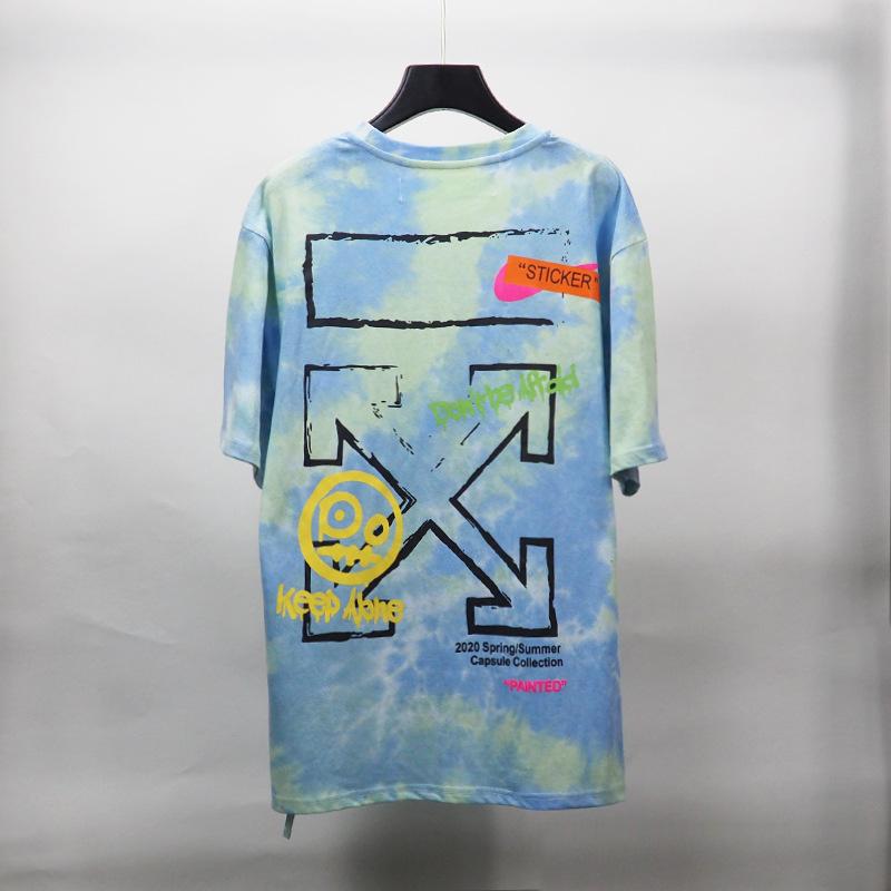 Off White T Shirt Summer Cartoon Anime Print Arrow Round Neck Tshirt Color Matching Casual Short Sleeve Men Owt