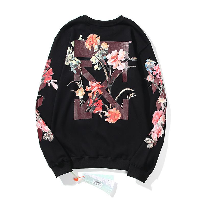 Off White Sweatshirt Autumn And Winter Ow Floral Arrow Print Round Neck Long Sleeve Sweater Casual Men'S Clothing Owt