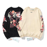 Off White Sweatshirt Autumn And Winter Ow Floral Arrow Print Round Neck Long Sleeve Sweater Casual Men'S Clothing Owt