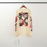 Off White Sweatshirt Autumn And Winter Ow Floral Arrow Print Round Neck Long Sleeve Sweater Casual Men'S Clothing Owt