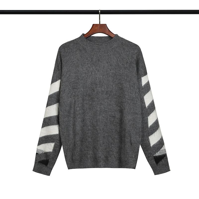 Off White Autumn And Winter Men'S And Women'S Loose Ow Knitted Sweater Large Size Casual Men'S Clothing Owt