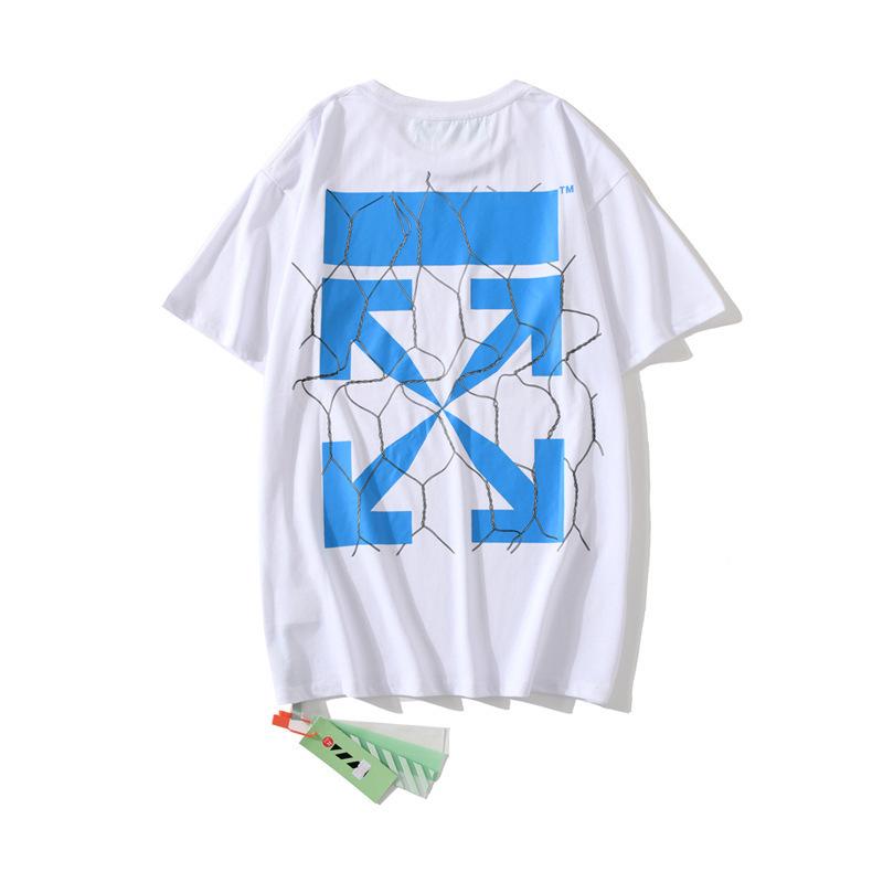 Off White T Shirt Arrow Pure Cotton Loose Tshirt Men'S Casual Short Sleeve Owt
