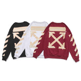 Off White Autumn And Winter Arrow Printed Crew Neck Sweatshirt Men'S And Women'S Bottoming Shirt Owt