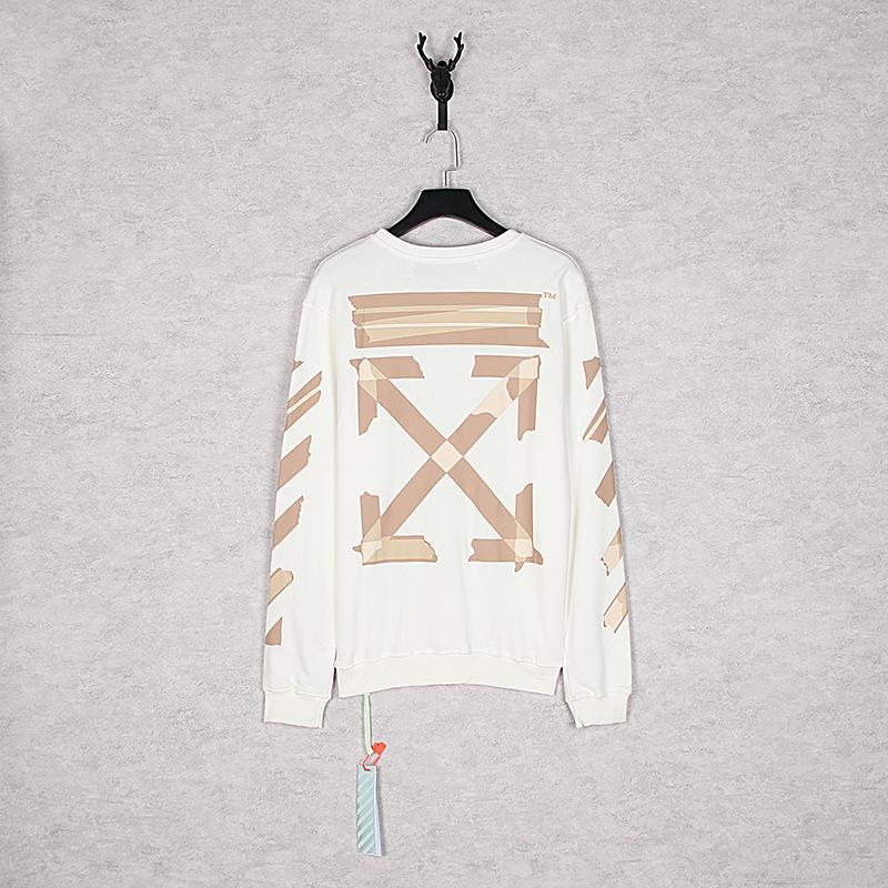 Off White Sweatshirt Graffiti Printing Crew Neck Casual Sweater Men'S Plus Size Retro Sports Owt