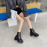 Platform Heels for Women Chunky Heel Belt Buckle Booties