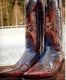 Beth Dutton Shoes Embroidered Color Block Boots Men's Boots