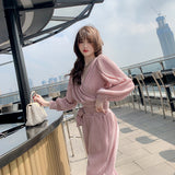 Velour Tracksuit Lace-up Slimming Top Velvet Wide-Leg Pants Suit