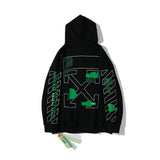 Off White Hoodie With Arrow Print Autumn Winter Sweater Pullover Hoodie Plus Size Casual Able Owt