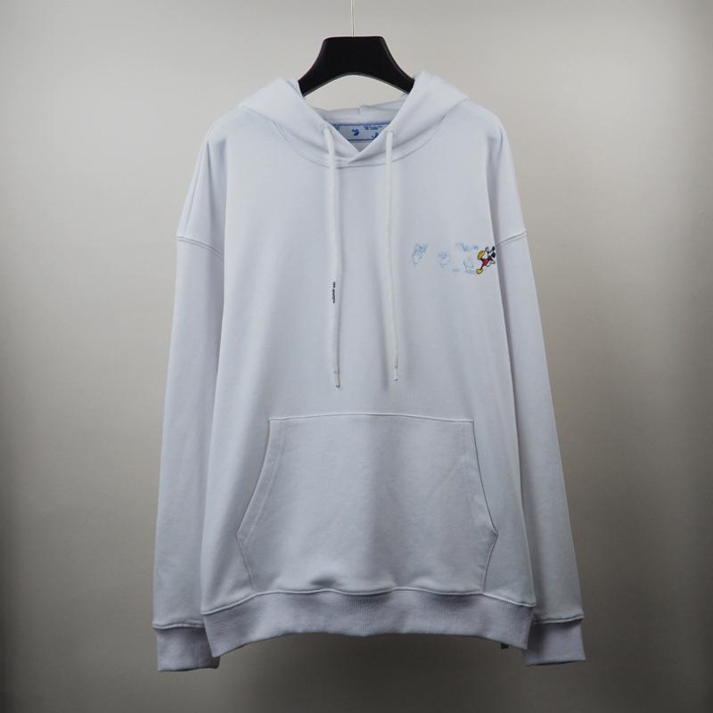 Off White Hoodie With Arrow Print Cartoon Printed Pullover Hoodie Autumn Men And Women Street Sweater Owt