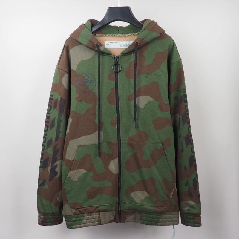 Off White Jacket Black Arrow Print Cardigan Zipper Hoodie Coat Owt