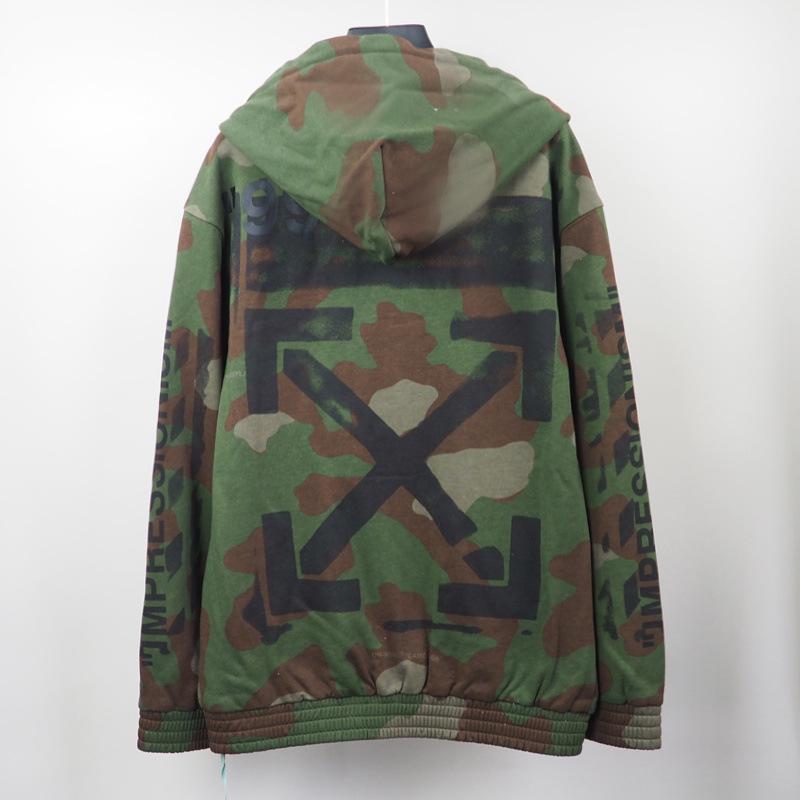 Off White Jacket Black Arrow Print Cardigan Zipper Hoodie Coat Owt