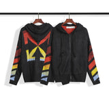 Off White Hoodie With Arrow Print Men'S And Women'S Ow Color Arrow Cardigan Zipper Hooded Coat Sweater Owt