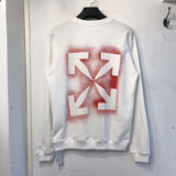 Off White Hoodie With Arrow Print Ow Autumn Arrow Print Round Neck Pullover Short Sleeve Tshirt Hair Men'S Clothing Owt