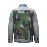 Off White Jacket Ow Arrow Graffiti Denim Jacket Men'S And Women'S Tops Casual Jacket Owt