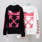 Off White Hoodie With Arrow Print Spring And Autumn Men'S And Women'S Digital Printing Arrow Cardigan Zipper Coat Owt