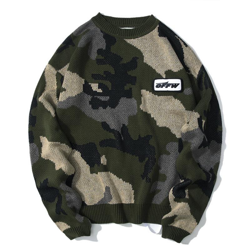 Off White Sweater Autumn And Winter Round Neck Pullover Base Sweater Men'S Sweater Owt
