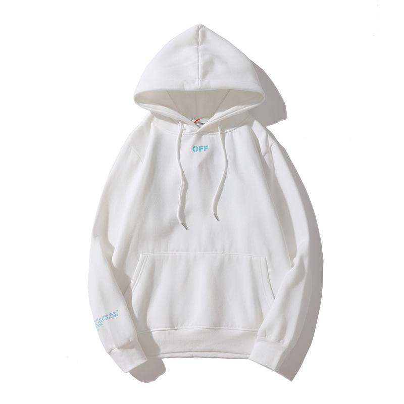 Off White Hoodie With Arrow Print Autumn And Winter Printing Pullover Hoodie Sweater Plus Size Casual Men'S Clothing Owt