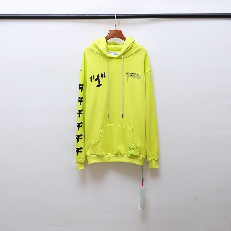 Off White Hoodie With Arrow Print Ow Hooded Sweater Wool Thickened Sweater Casual Men'S Clothing Owt