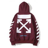 Off White Hoodie With Arrow Print Autumn And Winter Fleece Hoodie Men'S And Women'S Printed Casual Owt