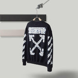 Off White Jacket Men'S And Women'S Ow Warning Line Arrow Pullover Sweater Sweatshirts Owt