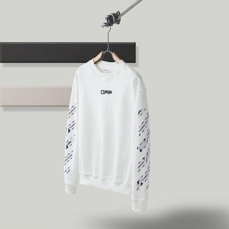 Off White Jacket Men'S And Women'S Ow Warning Line Arrow Pullover Sweater Sweatshirts Owt