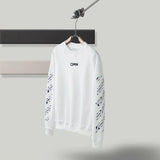 Off White Jacket Men'S And Women'S Ow Warning Line Arrow Pullover Sweater Sweatshirts Owt