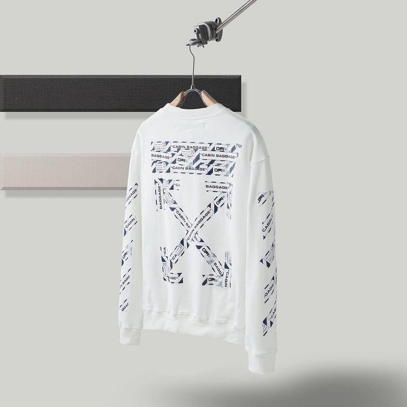 Off White Jacket Men'S And Women'S Ow Warning Line Arrow Pullover Sweater Sweatshirts Owt