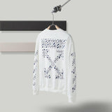 Off White Jacket Men'S And Women'S Ow Warning Line Arrow Pullover Sweater Sweatshirts Owt